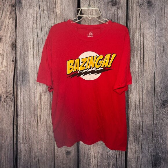 BAZINGA THE BIG BANG THEORY Sheldon Red T-SHIRT Men's SIZE XL - Picture 1 of 2